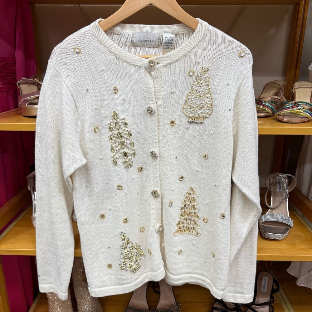 Vintage Lemon Grass Women's Christmas Sweater size medium